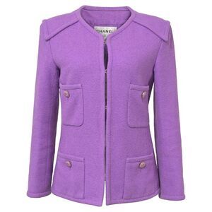 Chanel CC Button Four Pockets Jacket in Purple Tweed